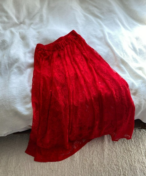 HIROSAI（ヒロサイ）の「ヘアリーニット レーススカートセット（ニット/セーター・レディース・ブラック/レッド/イエロー・FREE）」の11枚目の写真