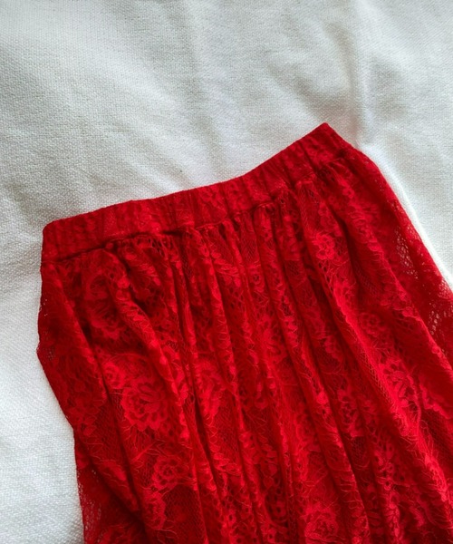 HIROSAI（ヒロサイ）の「ヘアリーニット レーススカートセット（ニット/セーター・レディース・ブラック/レッド/イエロー・FREE）」の12枚目の写真