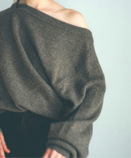 SLOBE IENA（スローブイエナ）の「【CLANE/クラネ】DEFORM BOAT NECK YAK ニット◆（ニット/セーター・レディース・ピンク/ブラウン・FREE）」の6枚目の写真