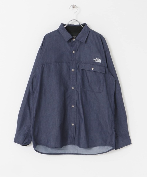 THE NORTH FACE（ザノースフェイス）の「THE NORTH FACE　Long-Slee Nylon Denim Nuptse Shirts（シャツ/ブラウス・メンズ・インディゴブルー・X-LARGE）」の3枚目の写真
