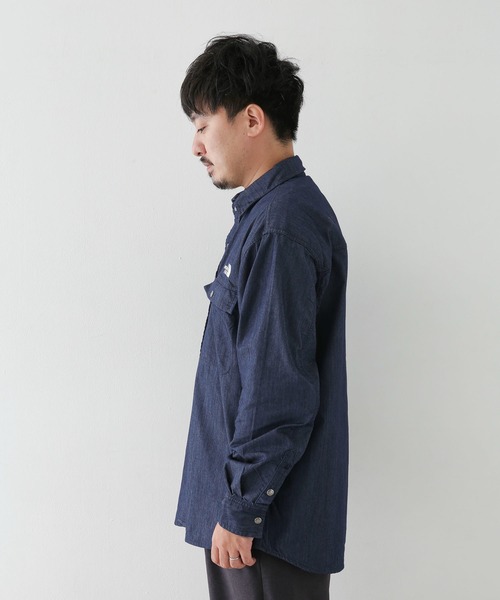 THE NORTH FACE（ザノースフェイス）の「THE NORTH FACE　Long-Slee Nylon Denim Nuptse Shirts（シャツ/ブラウス・メンズ・インディゴブルー・X-LARGE）」の4枚目の写真
