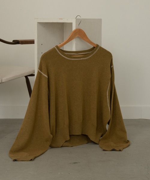 Amiur（エミレ）の「silky balloon sleeve knit（ニット/セーター・レディース・ベージュ/グリーン・FREE）」の6枚目の写真