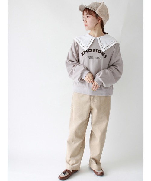 ehka sopo（エヘカソポ）の「【カタログ掲載アイテム】サガラ刺繍裏毛トレーナー（Tシャツ/カットソー・レディース・ベージュ/ネイビー/オフホワイト/ミント・ﾌﾘ-）」の14枚目の写真