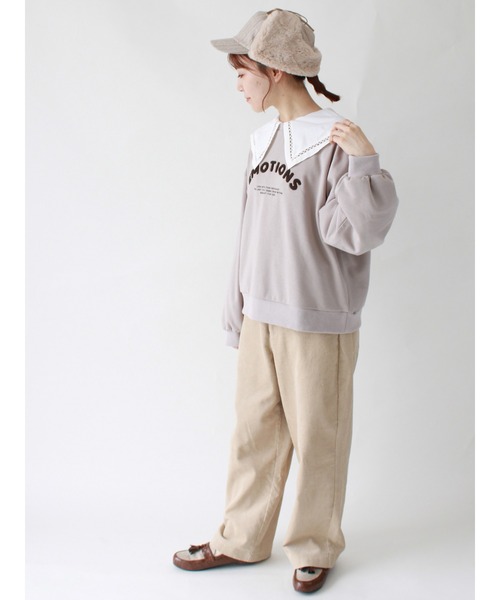 ehka sopo（エヘカソポ）の「【カタログ掲載アイテム】サガラ刺繍裏毛トレーナー（Tシャツ/カットソー・レディース・ベージュ/ネイビー/オフホワイト/ミント・ﾌﾘ-）」の15枚目の写真