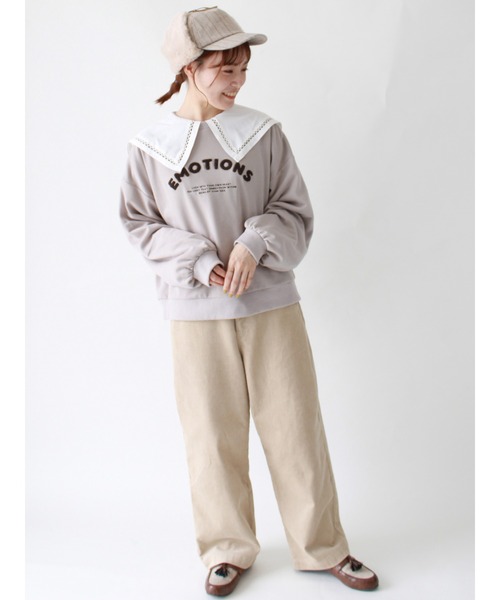 ehka sopo（エヘカソポ）の「【カタログ掲載アイテム】サガラ刺繍裏毛トレーナー（Tシャツ/カットソー・レディース・ベージュ/ネイビー/オフホワイト/ミント・ﾌﾘ-）」の18枚目の写真