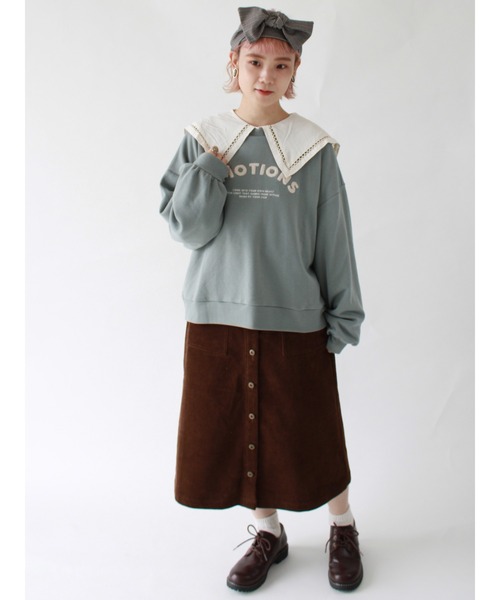 ehka sopo（エヘカソポ）の「【カタログ掲載アイテム】サガラ刺繍裏毛トレーナー（Tシャツ/カットソー・レディース・ベージュ/ネイビー/オフホワイト/ミント・ﾌﾘ-）」の20枚目の写真