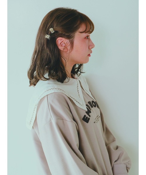 ehka sopo（エヘカソポ）の「【カタログ掲載アイテム】サガラ刺繍裏毛トレーナー（Tシャツ/カットソー・レディース・ベージュ/ネイビー/オフホワイト/ミント・ﾌﾘ-）」の7枚目の写真