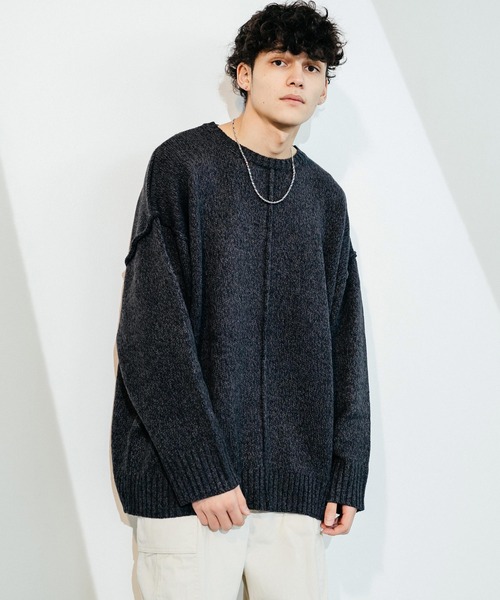 Revo.(レボ)の「オーバーサイズ 5G リンキング クルーネックルーズニット(ニット/セーター・メンズ・ナチュラル/カーキ/ブラック/ベージュ・1/2)」の17枚目の写真