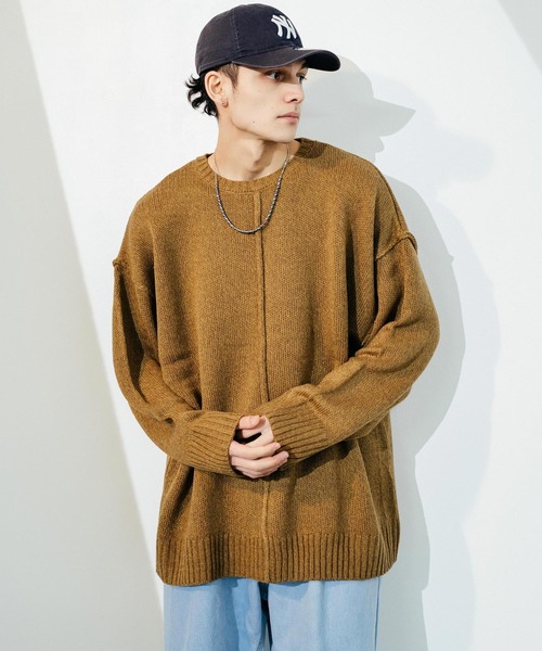 Revo.(レボ)の「オーバーサイズ 5G リンキング クルーネックルーズニット(ニット/セーター・メンズ・ナチュラル/カーキ/ブラック/ベージュ・1/2)」の5枚目の写真