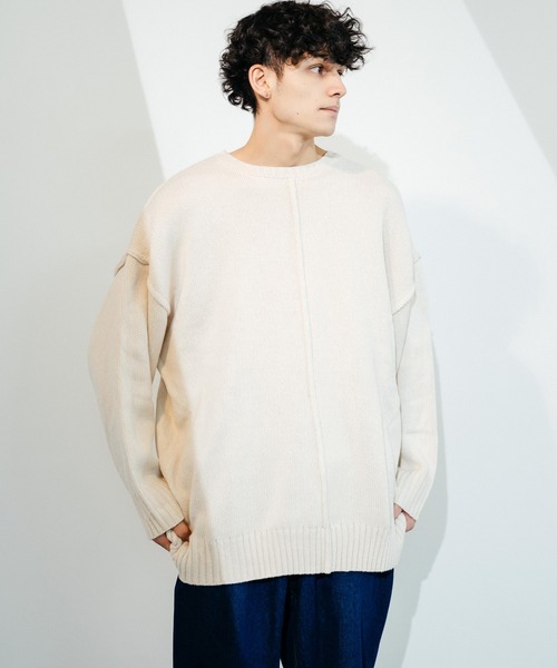Revo.(レボ)の「オーバーサイズ 5G リンキング クルーネックルーズニット(ニット/セーター・メンズ・ナチュラル/カーキ/ブラック/ベージュ・1/2)」の15枚目の写真