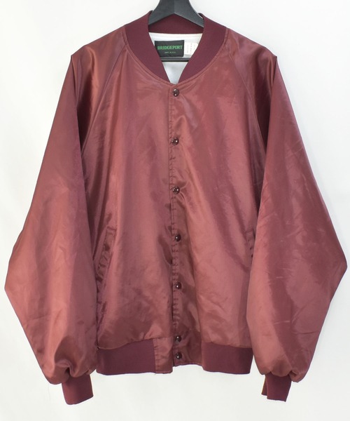 VINTAGE(ヴィンテージ)の「【ヴィンテージ古着】BRIDGEPORT ナイロンスタジャン USA製(テーラードジャケット・メンズ・バーガンディー・X-LARGE)」の1枚目の写真