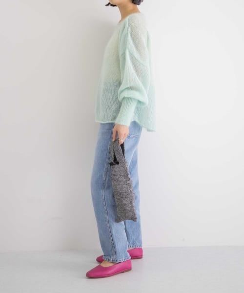 WANDERUNG(ワンデルング)の「【URBS別注】WANDERUNG Ex Kid Mohair Pullover(ニット/セーター・レディース・オレンジ/グリーン/ミント・FREE)」の4枚目の写真