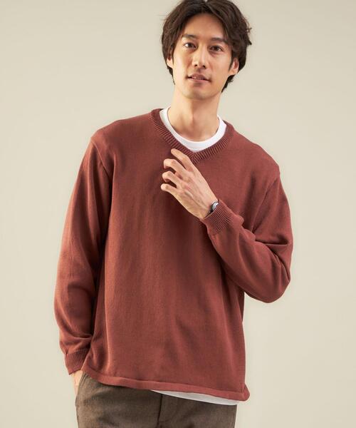 green label relaxing（グリーンレーベルリラクシング）の「Vネックニット レイヤード トップス（ニット/セーター・メンズ・ライトブルー/ブラック/オレンジ/ライトグレー・L/XL/S/M）」の4枚目の写真