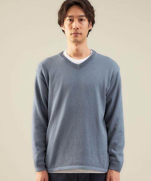 green label relaxing（グリーンレーベルリラクシング）の「Vネックニット レイヤード トップス（ニット/セーター・メンズ・ライトブルー/ブラック/オレンジ/ライトグレー・L/XL/S/M）」の17枚目の写真