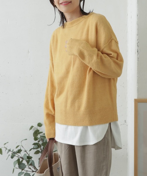 URBAN RESEARCH DOORS（アーバンリサーチドアーズ）の「バックタックカラーニット（ニット/セーター・レディース・ブルー/イエロー系その他/パープル・ONE）」の18枚目の写真