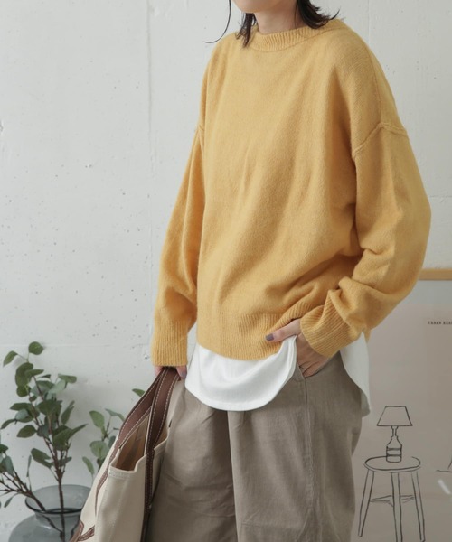 URBAN RESEARCH DOORS（アーバンリサーチドアーズ）の「バックタックカラーニット（ニット/セーター・レディース・ブルー/イエロー系その他/パープル・ONE）」の19枚目の写真