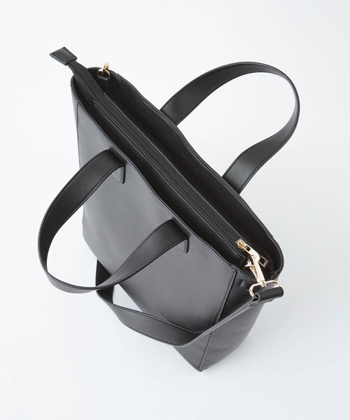 VIP❤非売品 限定 ブラック レザー ショルダーバッグ fr PURIL】フェイクレザーA4/2wayスクエアショルダーバッグ（トートバッグ