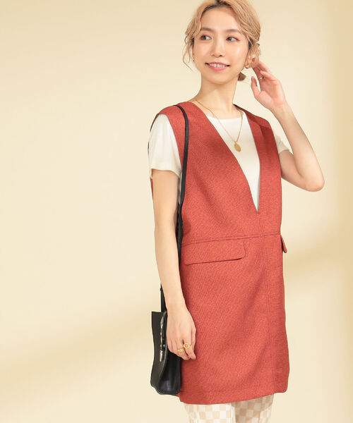 Ray BEAMS(レイビームス)の「Ray BEAMS / Vネック ロング ベスト(ベスト・レディース・ベージュ/レッド系その他・ONE SIZE)」の12枚目の写真