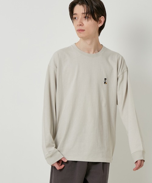 JUNRED（ジュンレッド）の「【サスティナブル・ワンポイント刺繍】エシカルワンポイントロングスリーブTシャツ（Tシャツ/カットソー・メンズ・ベージュ/オフホワイト/サックスブルー/グリーン・LL/M/L）」の7枚目の写真