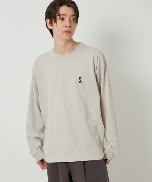 JUNRED（ジュンレッド）の「【サスティナブル・ワンポイント刺繍】エシカルワンポイントロングスリーブTシャツ（Tシャツ/カットソー・メンズ・ベージュ/オフホワイト/サックスブルー/グリーン・LL/M/L）」の8枚目の写真