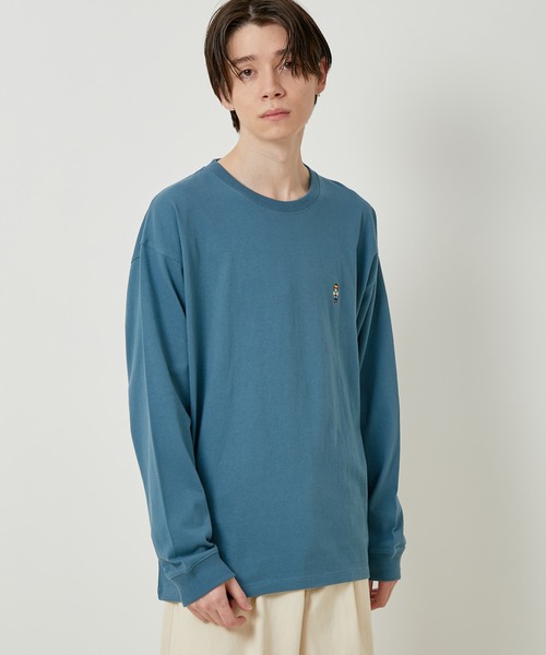 JUNRED（ジュンレッド）の「【サスティナブル・ワンポイント刺繍】エシカルワンポイントロングスリーブTシャツ（Tシャツ/カットソー・メンズ・ベージュ/オフホワイト/サックスブルー/グリーン・LL/M/L）」の9枚目の写真