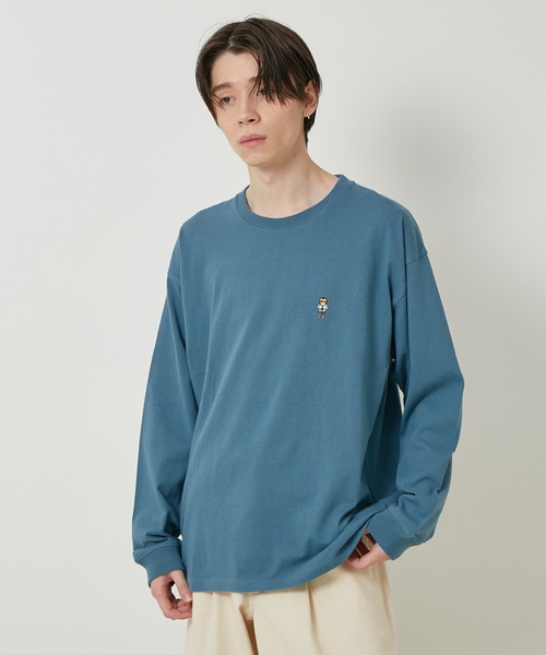 JUNRED（ジュンレッド）の「【サスティナブル・ワンポイント刺繍】エシカルワンポイントロングスリーブTシャツ（Tシャツ/カットソー・メンズ・ベージュ/オフホワイト/サックスブルー/グリーン・LL/M/L）」の10枚目の写真