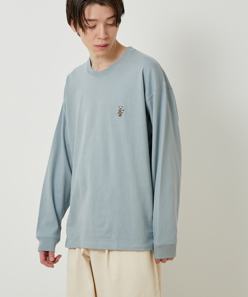 JUNRED（ジュンレッド）の「【サスティナブル・ワンポイント刺繍】エシカルワンポイントロングスリーブTシャツ（Tシャツ/カットソー・メンズ・ベージュ/オフホワイト/サックスブルー/グリーン・LL/M/L）」の11枚目の写真