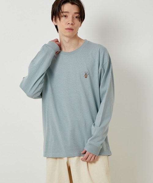 JUNRED（ジュンレッド）の「【サスティナブル・ワンポイント刺繍】エシカルワンポイントロングスリーブTシャツ（Tシャツ/カットソー・メンズ・ベージュ/オフホワイト/サックスブルー/グリーン・LL/M/L）」の12枚目の写真