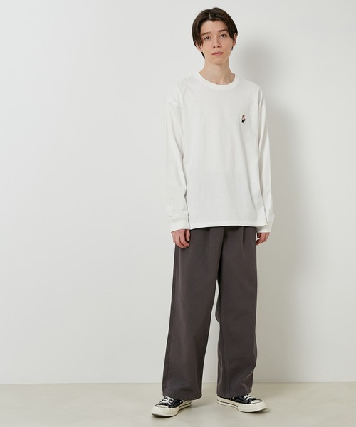 JUNRED（ジュンレッド）の「【サスティナブル・ワンポイント刺繍】エシカルワンポイントロングスリーブTシャツ（Tシャツ/カットソー・メンズ・ベージュ/オフホワイト/サックスブルー/グリーン・LL/M/L）」の13枚目の写真