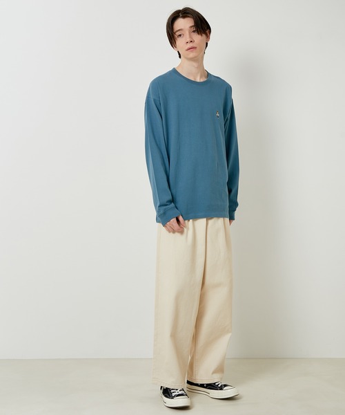 JUNRED（ジュンレッド）の「【サスティナブル・ワンポイント刺繍】エシカルワンポイントロングスリーブTシャツ（Tシャツ/カットソー・メンズ・ベージュ/オフホワイト/サックスブルー/グリーン・LL/M/L）」の17枚目の写真