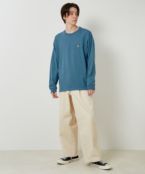 JUNRED（ジュンレッド）の「【サスティナブル・ワンポイント刺繍】エシカルワンポイントロングスリーブTシャツ（Tシャツ/カットソー・メンズ・ベージュ/オフホワイト/サックスブルー/グリーン・LL/M/L）」の18枚目の写真