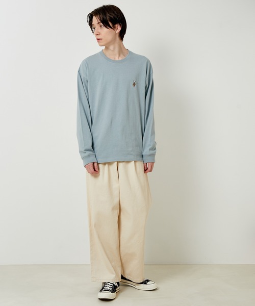 JUNRED（ジュンレッド）の「【サスティナブル・ワンポイント刺繍】エシカルワンポイントロングスリーブTシャツ（Tシャツ/カットソー・メンズ・ベージュ/オフホワイト/サックスブルー/グリーン・LL/M/L）」の19枚目の写真