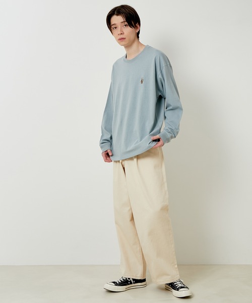 JUNRED（ジュンレッド）の「【サスティナブル・ワンポイント刺繍】エシカルワンポイントロングスリーブTシャツ（Tシャツ/カットソー・メンズ・ベージュ/オフホワイト/サックスブルー/グリーン・LL/M/L）」の20枚目の写真