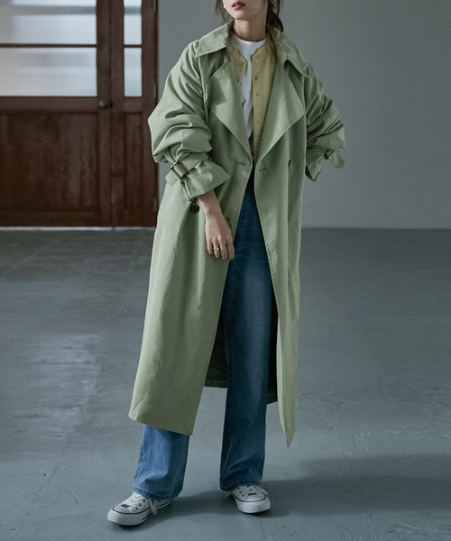 Fashion Letter（ファッションレター）の「オーバーサイズロングトレンチコート（トレンチコート・レディース・サンドベージュ/ベージュ/グレイッシュベージュ/ブルー/カーキ・M/L）」の5枚目の写真