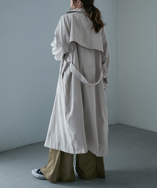 Fashion Letter（ファッションレター）の「オーバーサイズロングトレンチコート（トレンチコート・レディース・サンドベージュ/ベージュ/グレイッシュベージュ/ブルー/カーキ・M/L）」の3枚目の写真