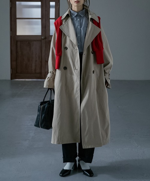 Fashion Letter（ファッションレター）の「オーバーサイズロングトレンチコート（トレンチコート・レディース・サンドベージュ/ベージュ/グレイッシュベージュ/ブルー/カーキ・M/L）」の16枚目の写真