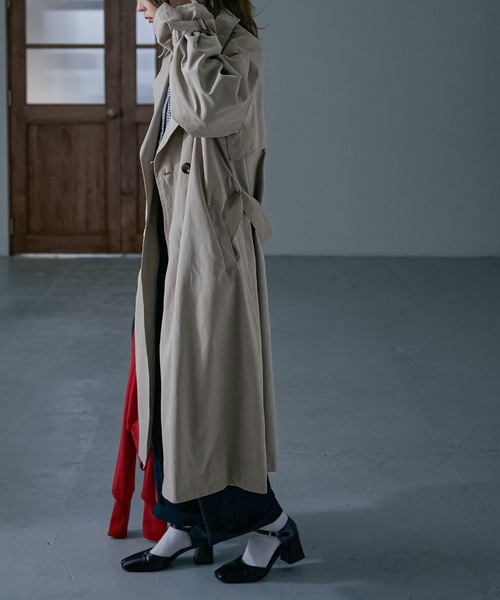 Fashion Letter（ファッションレター）の「オーバーサイズロングトレンチコート（トレンチコート・レディース・サンドベージュ/ベージュ/グレイッシュベージュ/ブルー/カーキ・M/L）」の22枚目の写真