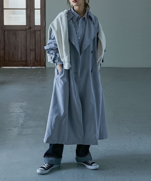 Fashion Letter（ファッションレター）の「オーバーサイズロングトレンチコート（トレンチコート・レディース・サンドベージュ/ベージュ/グレイッシュベージュ/ブルー/カーキ・M/L）」の12枚目の写真