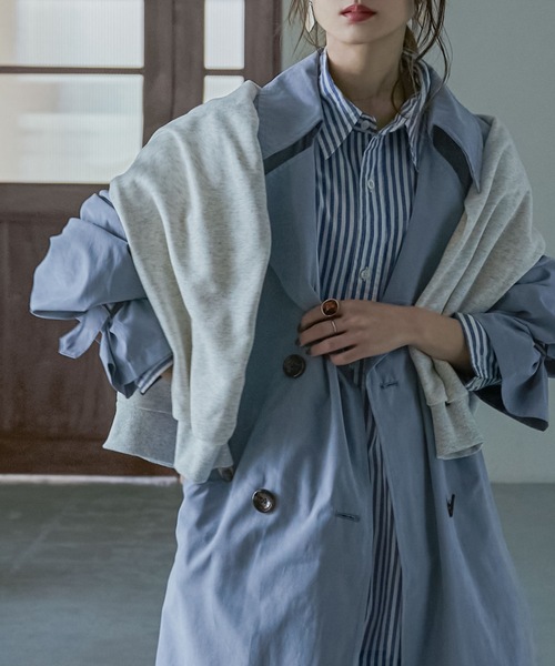 Fashion Letter（ファッションレター）の「オーバーサイズロングトレンチコート（トレンチコート・レディース・サンドベージュ/ベージュ/グレイッシュベージュ/ブルー/カーキ・M/L）」の18枚目の写真