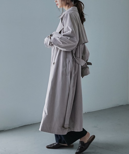 Fashion Letter（ファッションレター）の「オーバーサイズロングトレンチコート（トレンチコート・レディース・サンドベージュ/ベージュ/グレイッシュベージュ/ブルー/カーキ・M/L）」の13枚目の写真