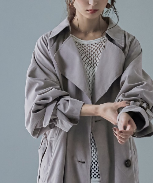 Fashion Letter（ファッションレター）の「オーバーサイズロングトレンチコート（トレンチコート・レディース・サンドベージュ/ベージュ/グレイッシュベージュ/ブルー/カーキ・M/L）」の19枚目の写真