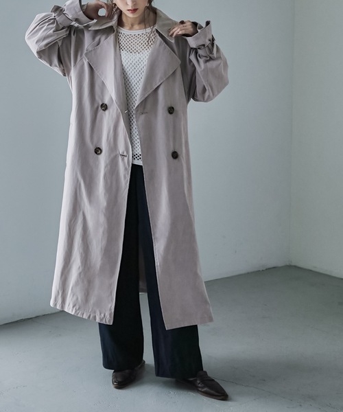 Fashion Letter（ファッションレター）の「オーバーサイズロングトレンチコート（トレンチコート・レディース・サンドベージュ/ベージュ/グレイッシュベージュ/ブルー/カーキ・M/L）」の9枚目の写真