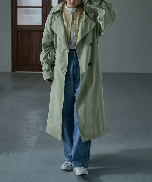 Fashion Letter（ファッションレター）の「オーバーサイズロングトレンチコート（トレンチコート・レディース・サンドベージュ/ベージュ/グレイッシュベージュ/ブルー/カーキ・M/L）」の14枚目の写真