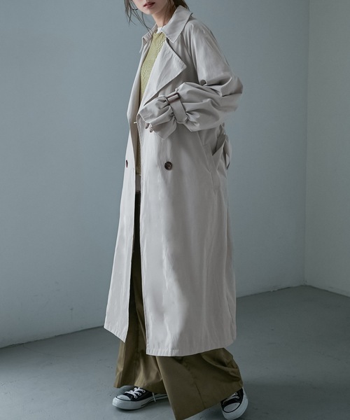 Fashion Letter（ファッションレター）の「オーバーサイズロングトレンチコート（トレンチコート・レディース・サンドベージュ/ベージュ/グレイッシュベージュ/ブルー/カーキ・M/L）」の7枚目の写真