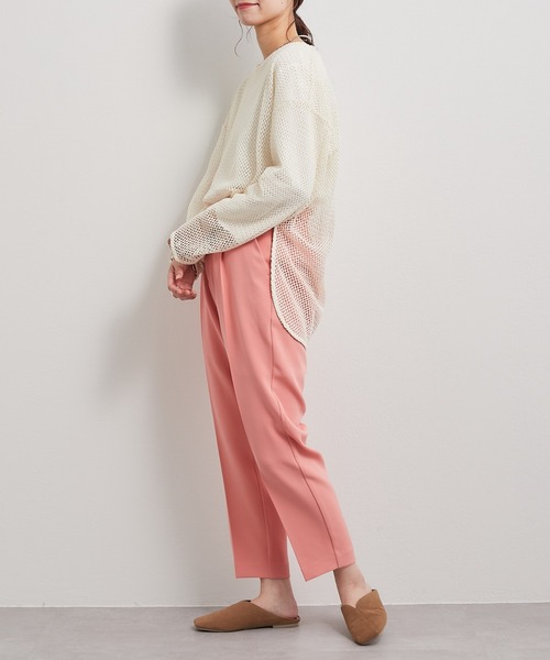 CIAOPANIC TYPY（チャオパニックティピー）の「コットンメッシュ編みカットソー（Tシャツ/カットソー・レディース・ブラック/ピンク/アイボリー/サックスブルー/イエロー/オレンジ/ホワイト/グリーン・ONE SIZE）」の16枚目の写真