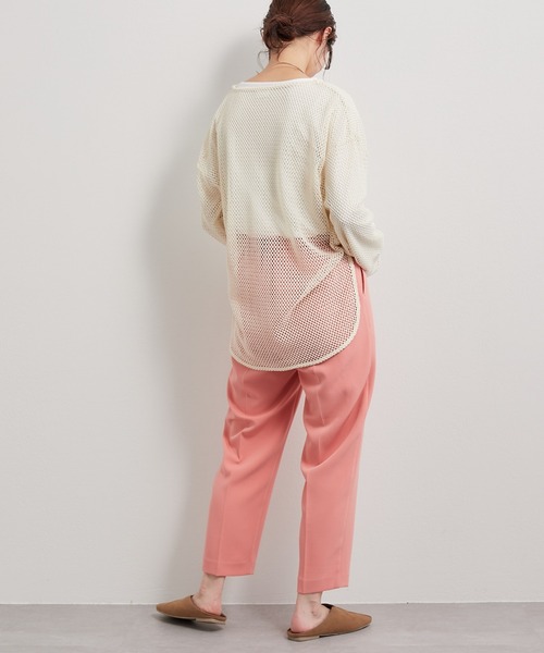 CIAOPANIC TYPY（チャオパニックティピー）の「コットンメッシュ編みカットソー（Tシャツ/カットソー・レディース・ブラック/ピンク/アイボリー/サックスブルー/イエロー/オレンジ/ホワイト/グリーン・ONE SIZE）」の17枚目の写真