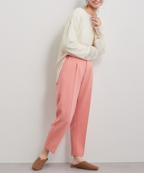 CIAOPANIC TYPY（チャオパニックティピー）の「コットンメッシュ編みカットソー（Tシャツ/カットソー・レディース・ブラック/ピンク/アイボリー/サックスブルー/イエロー/オレンジ/ホワイト/グリーン・ONE SIZE）」の18枚目の写真