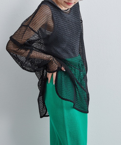 CIAOPANIC TYPY（チャオパニックティピー）の「コットンメッシュ編みカットソー（Tシャツ/カットソー・レディース・ブラック/ピンク/アイボリー/サックスブルー/イエロー/オレンジ/ホワイト/グリーン・ONE SIZE）」の22枚目の写真