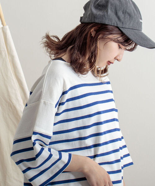 GEVACO(ゲバコ)の「【GEVACO/ゲバコ】度詰天竺パネルボーダー半袖Tシャツ(Tシャツ/カットソー・メンズ・ホワイト×ブルー/ホワイト×ネイビー/ネイビー×ホワイト・SMALL/MEDIUM/LARGE)」の2枚目の写真