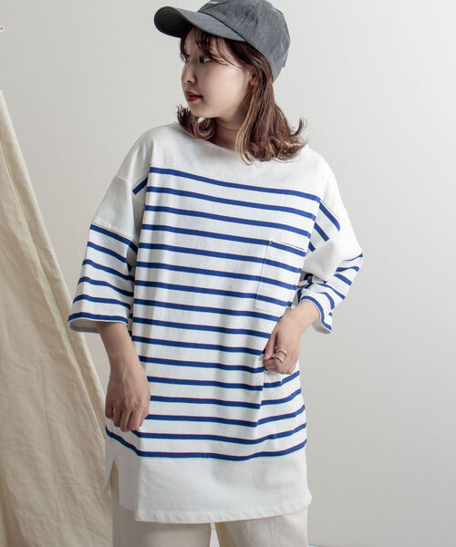 GEVACO(ゲバコ)の「【GEVACO/ゲバコ】度詰天竺パネルボーダー半袖Tシャツ(Tシャツ/カットソー・メンズ・ホワイト×ブルー/ホワイト×ネイビー/ネイビー×ホワイト・SMALL/MEDIUM/LARGE)」の4枚目の写真